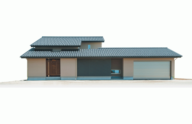 屋根の軒ラインが美しい、プライバシーが確立された家。     魚津市Ｋ邸     F026